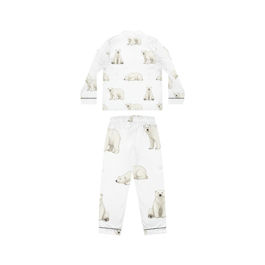 Polar Bear Satin Pajama Set Cozy Sleepwear