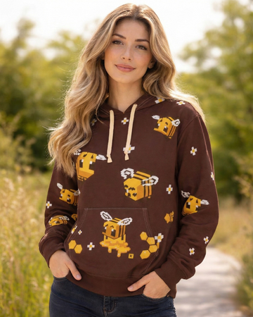 Minecraft Overlap Pullover Pixel Bee Hoodie
