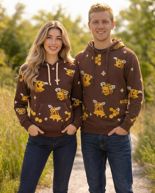 Minecraft Overlap Pullover Pixel Bee Hoodie