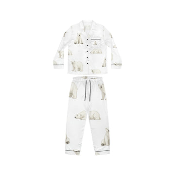 Polar Bear Satin Pajama Set Cozy Sleepwear